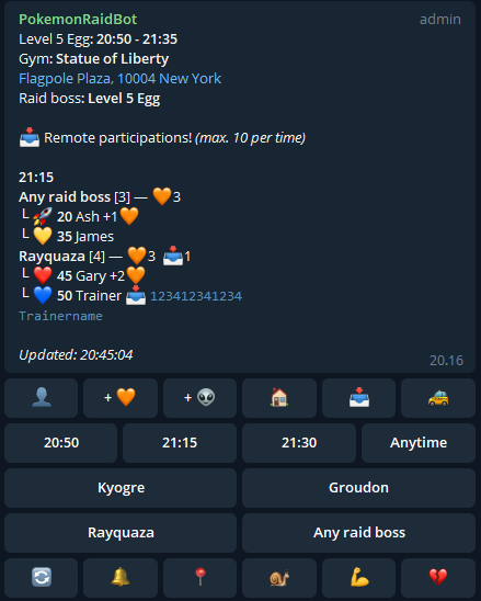 Example raid poll with text mode
